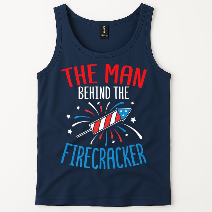 Funny 4th Of July Baby Shower The Man Behind The Firecracker Tank Top