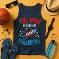 Funny 4th Of July Baby Shower The Man Behind The Firecracker Tank Top