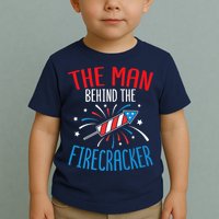 Funny 4th Of July Baby Shower The Man Behind The Firecracker Toddler T-Shirt