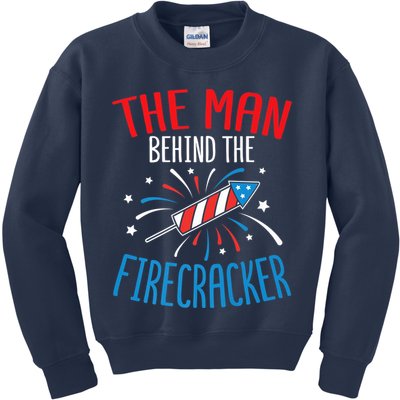 Funny 4th Of July Baby Shower The Man Behind The Firecracker Kids Sweatshirt