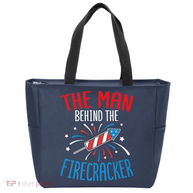 Funny 4th Of July Baby Shower The Man Behind The Firecracker Zip Tote Bag