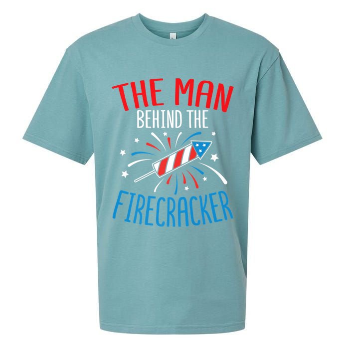 Funny 4th Of July Baby Shower The Man Behind The Firecracker Sueded Cloud Jersey T-Shirt
