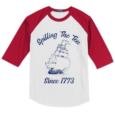 Fun 4th Of July Spilling The Tea Since 1773 History Teacher Kids Colorblock Raglan Jersey