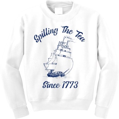 Fun 4th Of July Spilling The Tea Since 1773 History Teacher Kids Sweatshirt