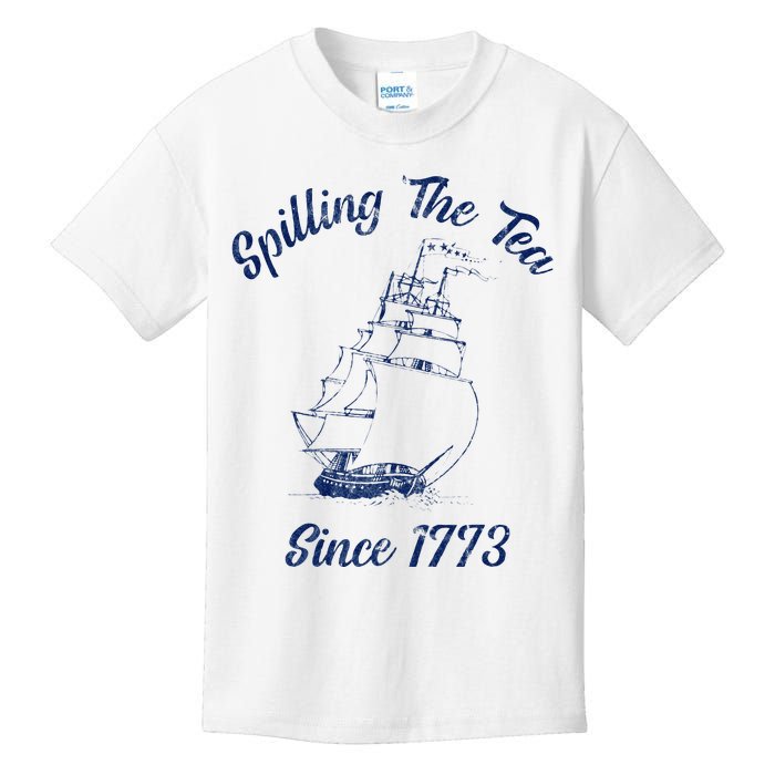 Fun 4th Of July Spilling The Tea Since 1773 History Teacher Kids T-Shirt