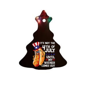 Funny 4th of July HotDog Wiener Comes Out Adult Humor Ceramic Tree Ornament