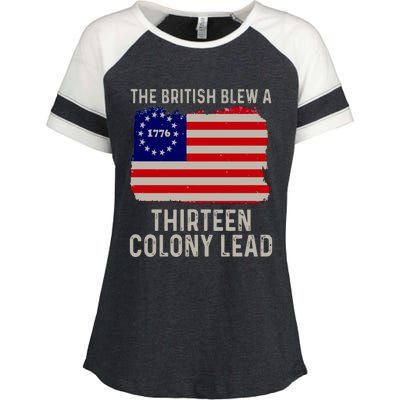 Funny 4th Of July The British Blew A Thirteen Colony Lead Enza Ladies Jersey Colorblock Tee