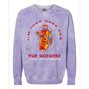 Funny 4th Of July Im Just Here For The Wieners Hot Dogs Colorblast Crewneck Sweatshirt