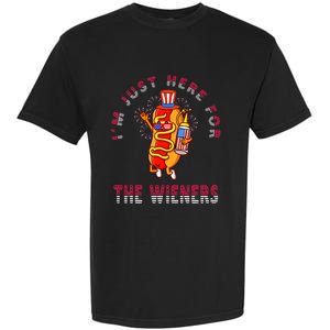 Funny 4th Of July Im Just Here For The Wieners Hot Dogs Garment-Dyed Heavyweight T-Shirt