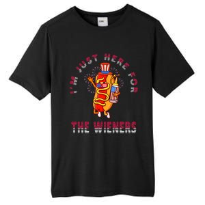 Funny 4th Of July Im Just Here For The Wieners Hot Dogs Tall Fusion ChromaSoft Performance T-Shirt