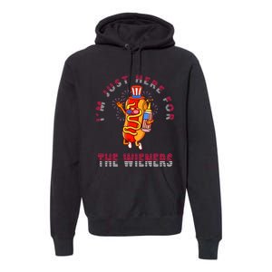 Funny 4th Of July Im Just Here For The Wieners Hot Dogs Premium Hoodie