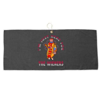 Funny 4th Of July Im Just Here For The Wieners Hot Dogs Large Microfiber Waffle Golf Towel