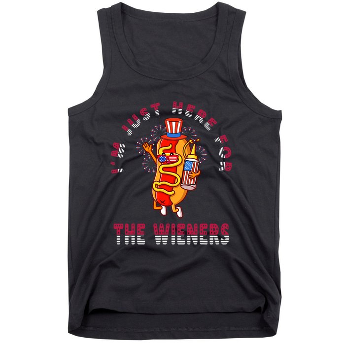 Funny 4th Of July Im Just Here For The Wieners Hot Dogs Tank Top