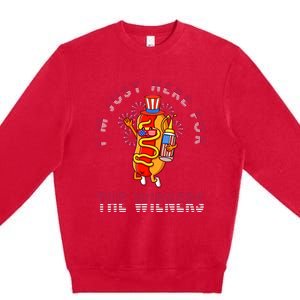 Funny 4th Of July Im Just Here For The Wieners Hot Dogs Premium Crewneck Sweatshirt