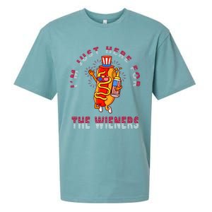 Funny 4th Of July Im Just Here For The Wieners Hot Dogs Sueded Cloud Jersey T-Shirt