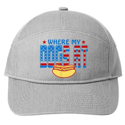 Funny 4th Of July Humor Hot Dog Lover 7-Panel Snapback Hat