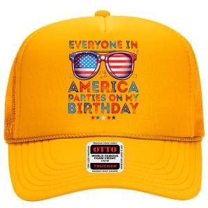 Funny 4th Of July Birthday Celebration High Crown Mesh Back Trucker Hat