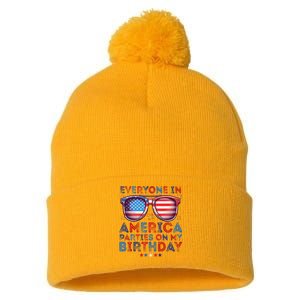 Funny 4th Of July Birthday Celebration Pom Pom 12in Knit Beanie