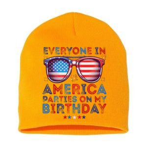 Funny 4th Of July Birthday Celebration Short Acrylic Beanie