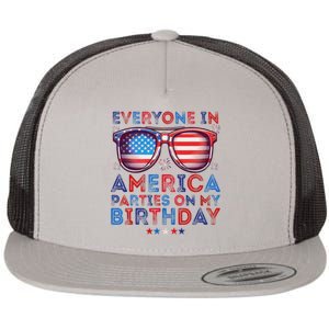 Funny 4th Of July Birthday Celebration Flat Bill Trucker Hat