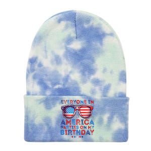 Funny 4th Of July Birthday Celebration Tie Dye 12in Knit Beanie