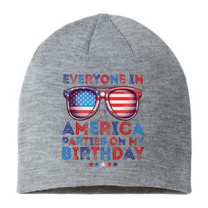 Funny 4th Of July Birthday Celebration Sustainable Beanie