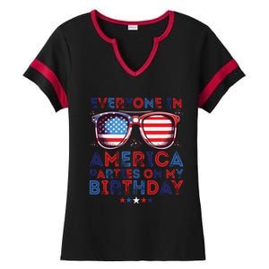 Funny 4th Of July Birthday Independence Day Ladies Halftime Notch Neck Tee