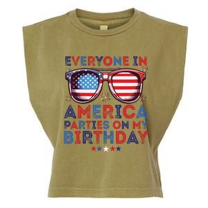 Funny 4th Of July Birthday Independence Day Garment-Dyed Women's Muscle Tee