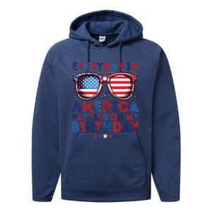 Funny 4th Of July Birthday Independence Day Performance Fleece Hoodie