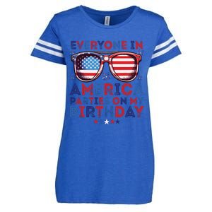 Funny 4th Of July Birthday Independence Day Enza Ladies Jersey Football T-Shirt