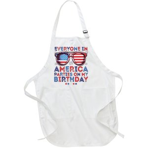 Funny 4th Of July Birthday Independence Day Full-Length Apron With Pockets