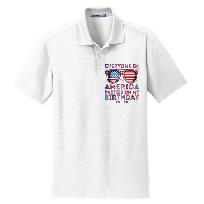 Funny 4th Of July Birthday Independence Day Dry Zone Grid Polo