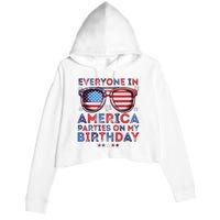 Funny 4th Of July Birthday Independence Day Crop Fleece Hoodie