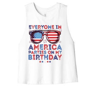 Funny 4th Of July Birthday Independence Day Women's Racerback Cropped Tank