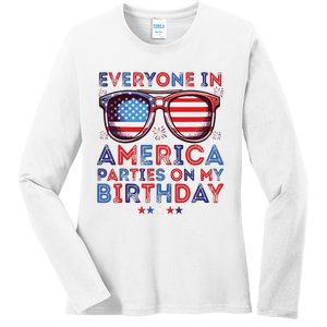 Funny 4th Of July Birthday Independence Day Ladies Long Sleeve Shirt