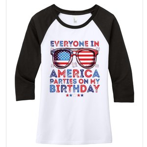 Funny 4th Of July Birthday Independence Day Women's Tri-Blend 3/4-Sleeve Raglan Shirt