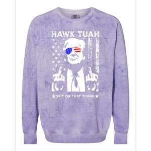 Funny 4th Of July Hawk Tush Spit On That Thang Viral Election Parody Gift Colorblast Crewneck Sweatshirt