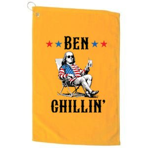 Funny 4th Of July Ben Chillin Ben Franklin Relaxing Platinum Collection Golf Towel