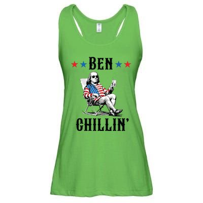 Funny 4th Of July Ben Chillin Ben Franklin Relaxing Ladies Essential Flowy Tank