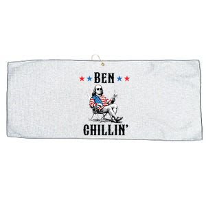 Funny 4th Of July Ben Chillin Ben Franklin Relaxing Large Microfiber Waffle Golf Towel