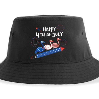 Flamingo 4th Of July Flamingos Sustainable Bucket Hat