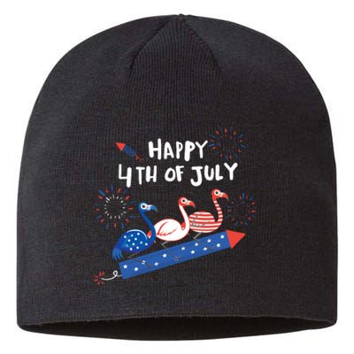 Flamingo 4th Of July Flamingos Sustainable Beanie