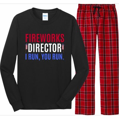 Funny 4th Of July Shirts Fireworks Director If I Run You Run Long Sleeve Pajama Set