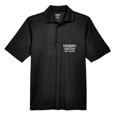 Funny 4th Of July Fireworks Director I Run You Run Men's Origin Performance Pique Polo