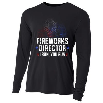 Funny 4th Of July Fireworks Director I Run You Run Cooling Performance Long Sleeve Crew