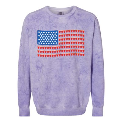 Funny 4th Of July Beer Pong American Flag Colorblast Crewneck Sweatshirt