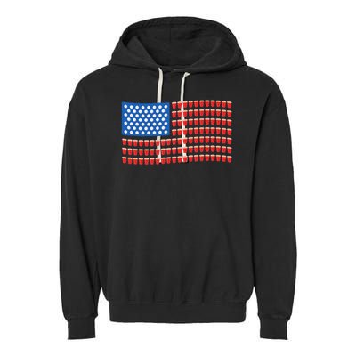 Funny 4th Of July Beer Pong American Flag Garment-Dyed Fleece Hoodie