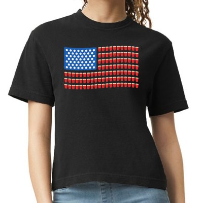 Funny 4th Of July Beer Pong American Flag Comfort Colors Boxy T-Shirt