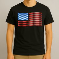 Funny 4th Of July Beer Pong American Flag T-Shirt