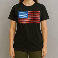 Funny 4th Of July Beer Pong American Flag T-Shirt